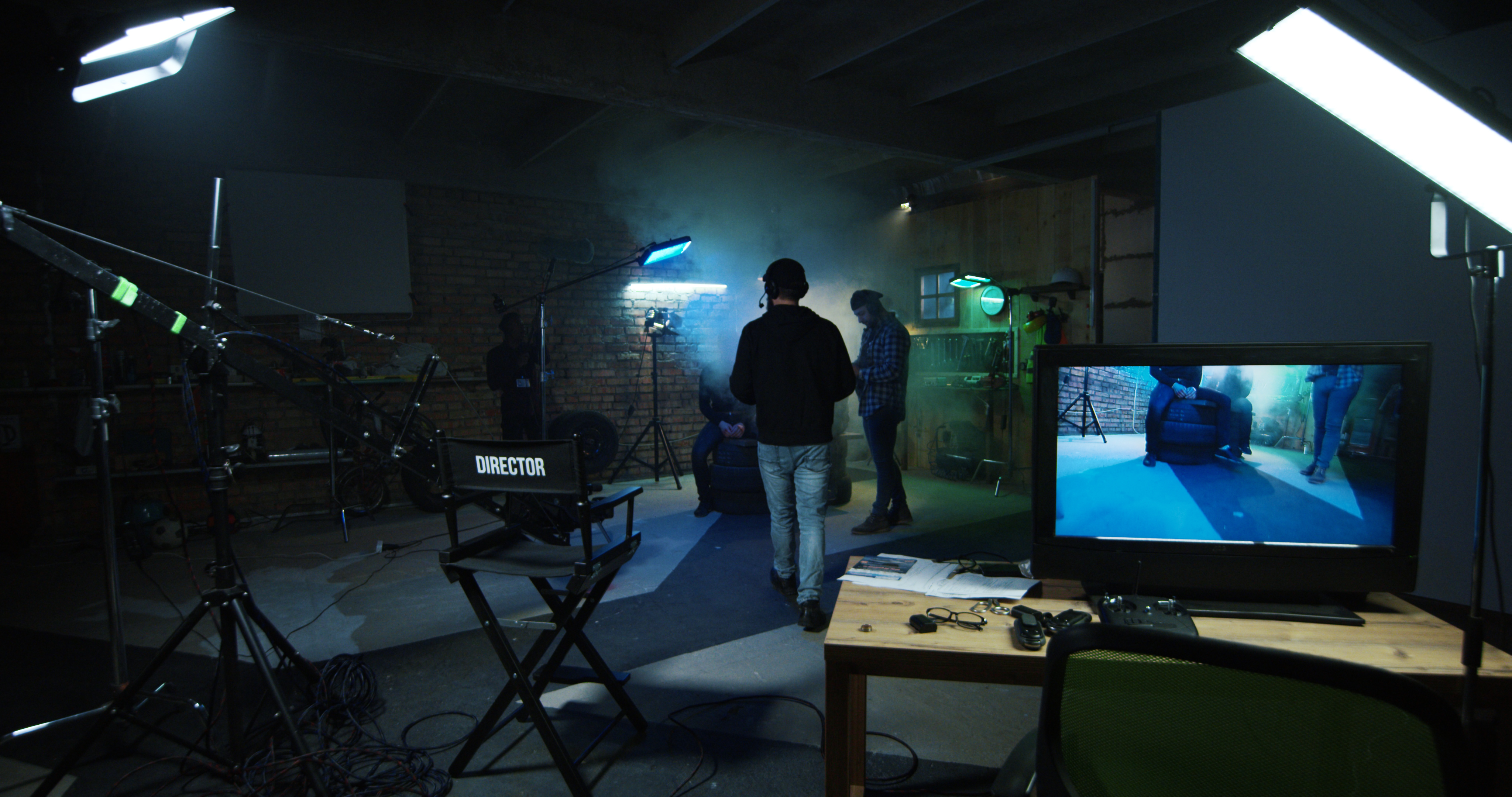 Media production crew on set